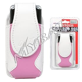 High Quality White and Pink Vertical Stylish Carry Case Pouch With Magnetic closing flap For Samsung Spex R210A, Nokia 3555, Sanyo PRO-200