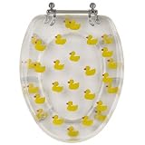 Magnolia Yellow Duckies Acrylic Resin Elongated Toilet Seat with Chrome Hinge