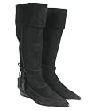 Black Suede Leather Knee High Flat Boots Size 9