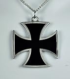 Black Iron Cross Necklace Punk Rock Metal Skull Baron