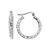 Sterling Silver Small Tube Filagree Click Top Hoop Earring