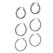 Jewelry : 10K 3 Hoop Earring Set in White Gold