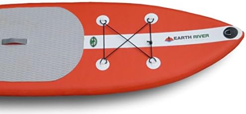 Earth River Ultra-Stable Inflatable Stand UP Paddle Board - Three Permanent Hassle Free Fins, High Pressure Pump for Easy Inflation, Upgraded Stainless Steel D-Ring, Contoured Tail Pad, Rock-Solid .7mm PVC Construction - (40% Thicker Material Than Most Inflatable SUPs On The Market!) - High Visibility Kayak Orange Color - (11 Foot Length - 34 Inch Width - 5 Inch Thickness)