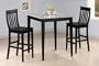 3pc Black Finish Faux Marble Top Bar Table & 2 Stool Set