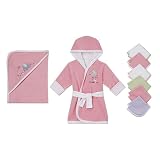 enlarged image: Joy by Carter\'s hooded towel, robe and 6 pk washcloth - Pink JOY