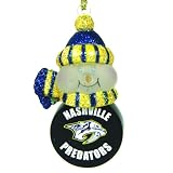 Pack of 4 NHL Nashville Predators LED Lighted Puck Snowmen Christmas Ornaments
