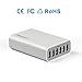 Mopower 50 Watt 10A 6 Ports USB Charger Portable Power Adapter Desktop Charger Station for iPhone, Android Smartphones,iPad ,Tablet ,iPod ,GPS , Camera,and More White