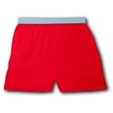 Solid red 100% cotton jersey elastic waist boxer shorts Available in 5 adult sizes S-XXL false fly