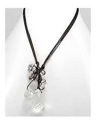 Clear Cotton Waxed Thread Glass Necklace In White Base