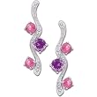 14K White Gold Wavy Multicolor Gemstone Diamond Earrings
