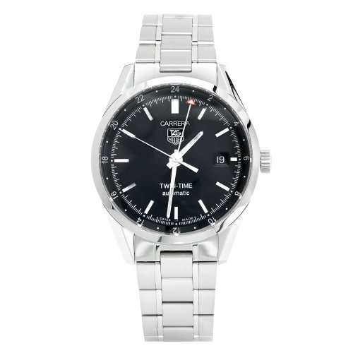 Tag Heuer Carrera Twin Time WV2115.BA0787 Men's Steel Bracelet Automatic Watch With Black Dial