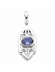 14K White Gold Oval Cut Tanzanite and Diamond Pendant -- LIFETIME WARRANTY