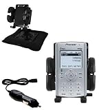 Gomadic for the Pioneer Airwave XM2Go - Pioneer Airwave XM2Go Auto Bean Bag Dash Holder with Car Charger - Uses Gomadic TipExchange