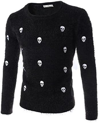 HipsterWarm Mens Slim Skull And Crossbones Printing Knitted Sweater