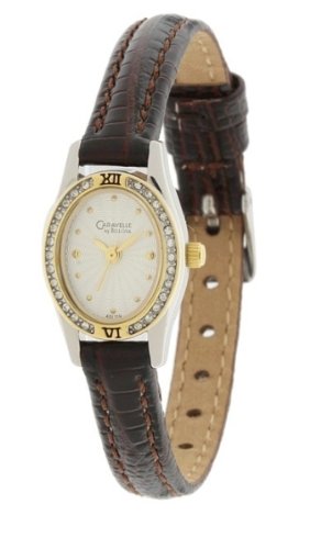 Caravelle by Bulova Women's 45L119 Crystal Silver White Dial Strap Watch