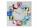 Present Time Karlsson Wall Clock Magnetic Silver with Multi Coloured Photoframes