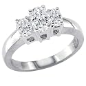 14K White Gold 3 Three Stone Round Diamond Ring (0.25 ctw)