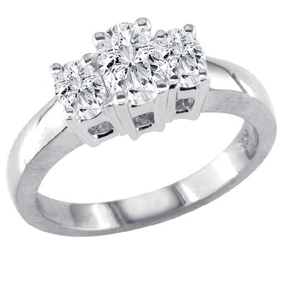 14K White Gold 3 Three Stone Round Diamond Ring (1/4 ctw)
