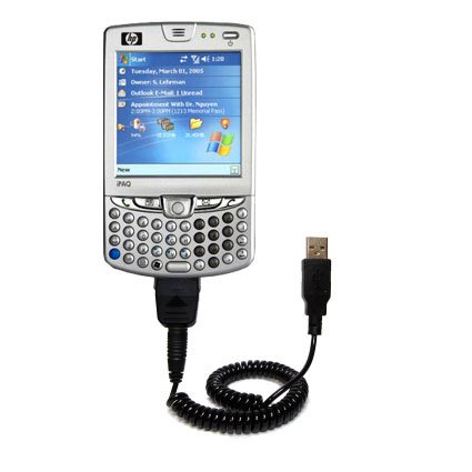 Coiled USB Cable for the HP iPAQ hw6510 hw6515 6515a with Power Hot Sync and Charge capabilities - uses Gomadic TipExchange Technology
