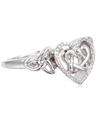 Sterling Silver Diamond-Accent Celtic Heart Ring (I-J Color, I3 Clarity)