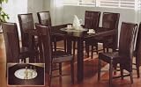 9pc Dining Set, Contemporary Cappuccino Finish With Lazy Susan