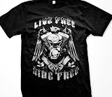 Live Free Ride Free Mens T-shirt, Eagle and Chopper Engine Jumbo Print Men's Old School Motorcycle Shirts