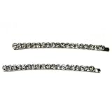 Silver Tone Formal Hair Pins with Single Row Round Cut Rhinestones