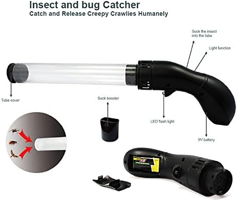 Electric Buster Insect Bug Vacuum Spider Creepy Crawlies Catcher for Indoors & Release Outdoors or Into the Toilet Bowl
