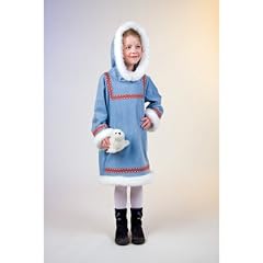 Karneval Kinder Kost�m Eskimo M�dchen mit Kapuze Kleid
