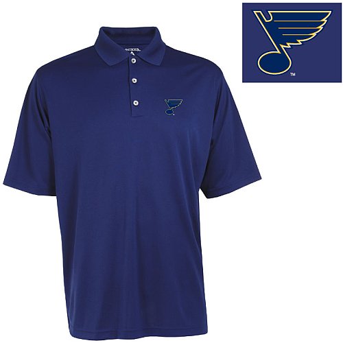 Antigua Men's NHL St Louis Blues Exceed Desert Dry Xtra-Lite Short Sleeve Polo, Dark Royal, Medium