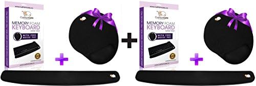 CushionCare Keyboard Wrist Rest Pad With Mouse Pad - Ergonomic Support - New and Improved Shape Provides Comfort and Support to Hands - Comes In Two Purple Box Packaging Color With The Price Of One