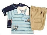 Nannette Baby Boy 3 Piece Striped Shirt and Cargo Short Set