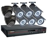Q-See 8-Channel Security System with 500 GB Hard Drive and 8 High-resolution Cameras Remote Monitoring via iPhone, iPad Android, Blackberry and more