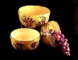 KITCHEN BOWLS, 3PC MIXING BOWLS, TUSCANY WINE GRAPE DECOR