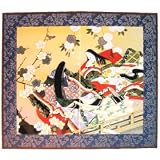 源氏絵巻屏風二つ折り（橋姫／宇治に咲く華）