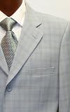 Men's Single Breasted 3 Button Grey Windowpane Super 150's Wool Feel Dress Suit