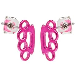 Mini Metallic Pink Brass Knuckle Earring Studs
