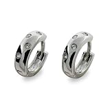 Eve's Addiction Sterling Silver Etoile Cubic Zirconia Huggy Earrings