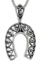 Sterling Silver Filigree Horse Shoe Charm, 7/8" (22 mm) Tall