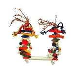 Medium Rope Swing with Wood Blocks and Leather Bird Toy