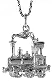 Sterling Silver 7/8 (22mm) Tall Steam LocoMotive Pendant
