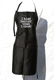 Black I Kiss Better Than I Cook Embroidered Apron