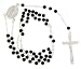 Genuine Onyx and Sterling Silver Beaded Rosary Necklace - 4MM Bead - 26IN Necklace Part