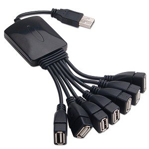 7-Port USB 2.0 Hub w/Built-in USB Cables (Black)