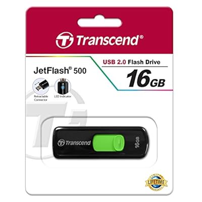 Transcend JetFlash 500 16GB USB 2.0 Pen Drive(Black /Green)