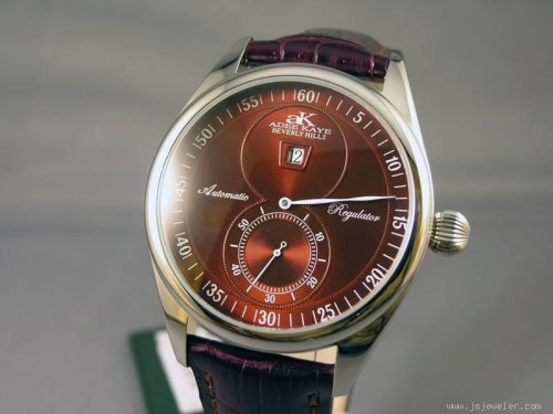 ADEE KAYE 20J AUTOMATIC REGULATOR JUMP HOUR WATCH _Brown Dial