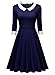 Miusol Women's Vintage Polo Neck 2/3 Sleeve 1920'S Evening Swing Dress