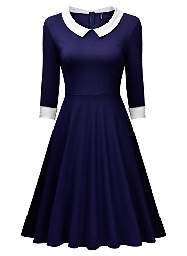 Miusol Women's Vintage Polo Neck 2/3 Sleeve 1920'S Evening Swing Dress