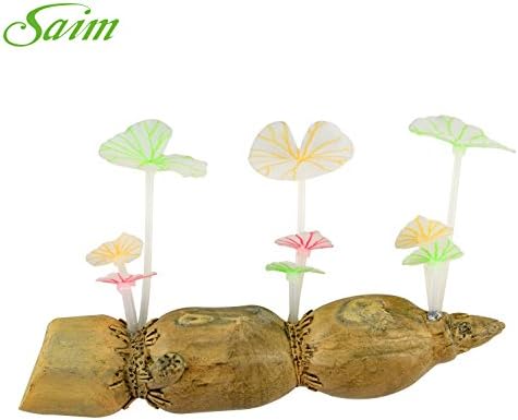 Saim® Glowing Effect Artificial Lotus Root and Flowers for Fish Tank, Decorative Aquarium Ornament