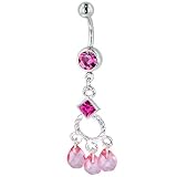 Pink Crystal Hoop Chandelier Dangle Belly Ring